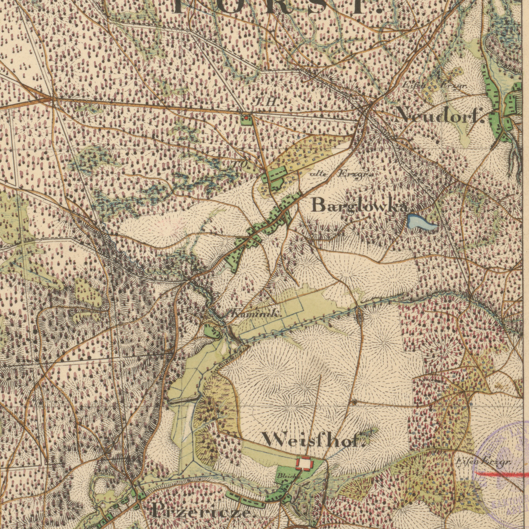 Bargłowka na mapie Urmeßtischblatt z 1827 r.